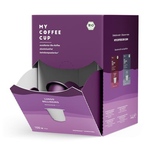 My Coffee Cup – MEGA BOX LUNGO BELLISSIMO – BIO-KAFFEE I 100 Kaffeekapseln für Nespresso®³-Kapselmaschinen I 100% industriell kompostierbar und nachhaltig – 0% Alu von MY-COFFEE CUP