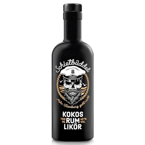 Schietbüddel Rum | Kokos Rum Likör 40% Vol. | Rum mit Kokosgeschmack und feinen Schokoladenaroma und Vanilleextrakt (0.7 l) von SCHIETBÜDDEL