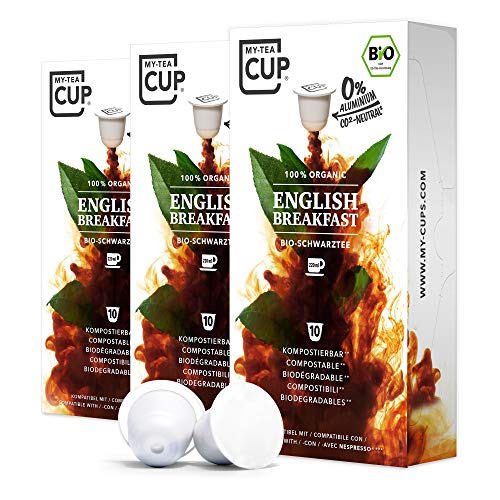 My Tea Cup - TEEKAPSELN ENGLISH BREAKFAST 3 x 10 I BIO-SCHWARZTEE I 30 Kapseln für Nespresso®³-Kapselmaschinen I 100% industriell kompostierbar & nachhaltig– 0% Aluminium… von My-TeaCup