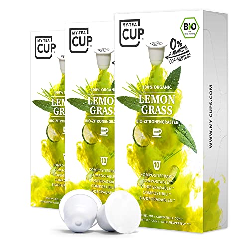 My Tea Cup - TEEKAPSELN LEMON GRASS 3 x 10 KAPSELN I BIO-Zitronengras-Tee (Kräutertee für Nespresso®³-Kapselmaschinen I 100% industriell kompostierbar & nachhaltige– 0% Alu… von My-TeaCup