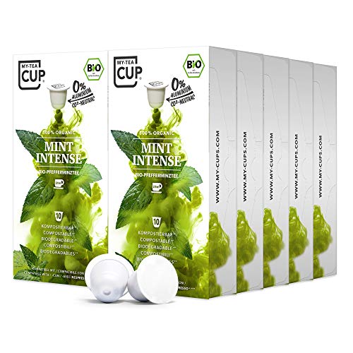 My Tea Cup - TEEKAPSELN MINT INTENSE 10 x 10 BIO-PFEFFERMINZTEE für Nespresso®³-Kapselmaschinen I 100% industriell kompostierbar & nachhaltig – 0% Aluminium… von My-TeaCup