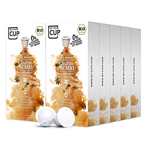 My Tea Cup - TEEKAPSELN CHARM OF CHAI 10 x 10 I BIO-KRÄUTERTEE I 100 Kapseln für Nespresso®³-Kapselmaschinen I 100% industriell kompostierbar & nachhaltig – 0% Aluminium… von My-TeaCup