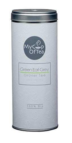 Grüner Earl Grey Tee Bio 100g aus Sencha Tee – mit ätherischem Zitronen-und Bergamotteöl – Frisch, zitronig, mild u. komplex im Aroma - Fair Trade und in Premium Bioqualität von MyCupOfTea