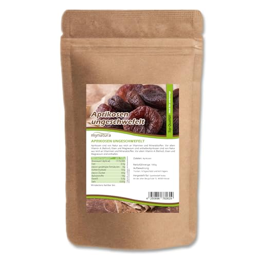 Mynatura Aprikosen – getrocknete ungeschwefelt I Trockenobst I Aprikose I Vitamine I Veganer Snack I Trockenfrüchte I Im Beutel (1kg) von mynatura