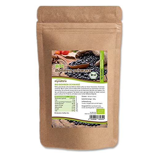 Mynatura Bio Bohnen schwarz I getrocknete Bohnen I Black Turtle I Black Beans I Hülsenfrüchte I Pflanzlich I Naturprodukt I Kochen I Beutel (1000g) von mynatura