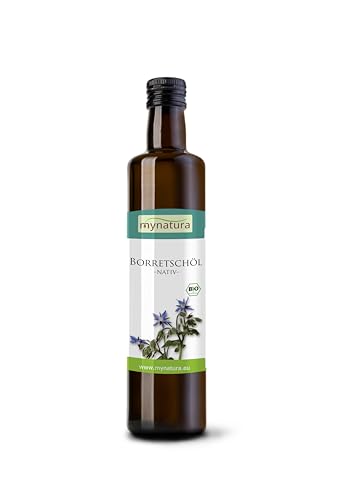 Mynatura Bio Borretschöl 2x 250ml I Nativ I Kaltgepresst I Rein Pflanzlich I Hochwertiges Omega 3 und Omega 6 I Glutenfrei I Cholesterinfrei I Vitamin E Natur (2 x 250ml) von mynatura