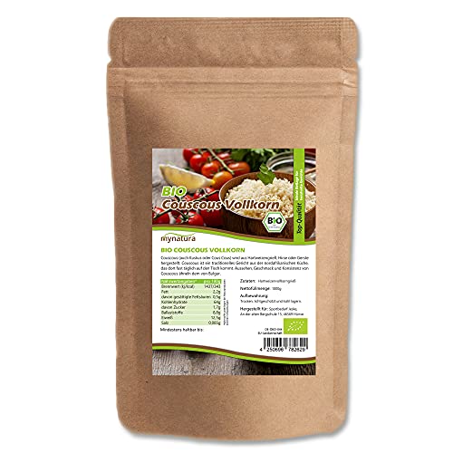 Mynatura Bio Couscous Vollkorn I Hartweizen Vollkorngries I Afrikanische Küche I Kochen I Pflanzlich I Fettarm I Nussiger Geschmack I Im Beutel (1000g) von mynatura