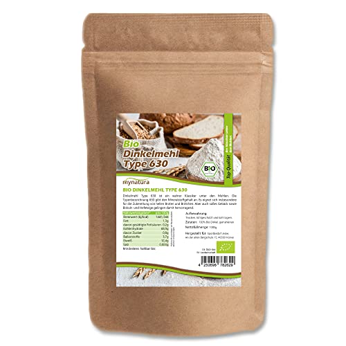 Mynatura Bio Dinkelmehl Type 630 I Mehl I Aus Dinkel I Brot Backen I Mehl-Alternative I Bio-Mehl I Rein pflanzlich I Im Beutel (1000g) von mynatura