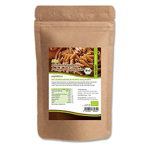 Mynatura Bio Dinkelnudeln I Vollkorn Penne I Dinkelvollkorn I Nudeln I Vollkornnudel I Bio-Pasta I Im Beutel (1000g) von mynatura