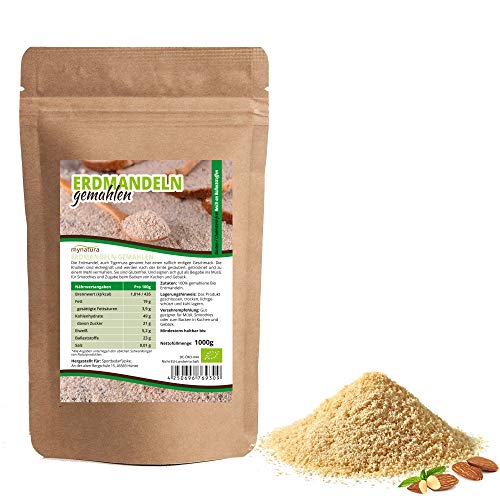 Mynatura Bio Erdmandelmehl 1000g I Erdmandel I Gemahlen I 100% Pflanzlich I Ballaststoffe I Kochen I Backen I Naturprodukt I DE-ÖKO-044 I (1000g) von mynatura