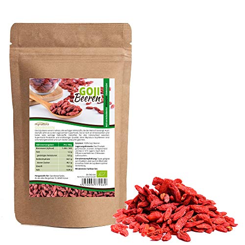 Mynatura Bio Gojibeeren 1000g I Goji I Getrocknet I Vegan I Glutenfrei I Cholesterinfrei I Rohkostqualität I Vielseitiges Lebensmittel I DE-ÖKO-044 I (1000g) von mynatura