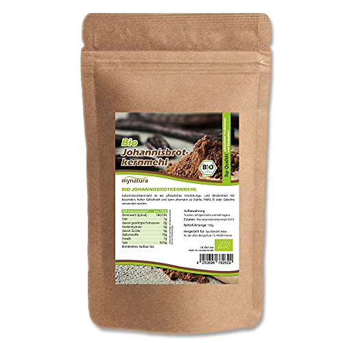 Mynatura Bio Johannisbrotkernmehl E410 fein I Bindemittel I Pflanzlich I Glutenfrei I Kochen I Backen I Im Beutel (100g) von mynatura