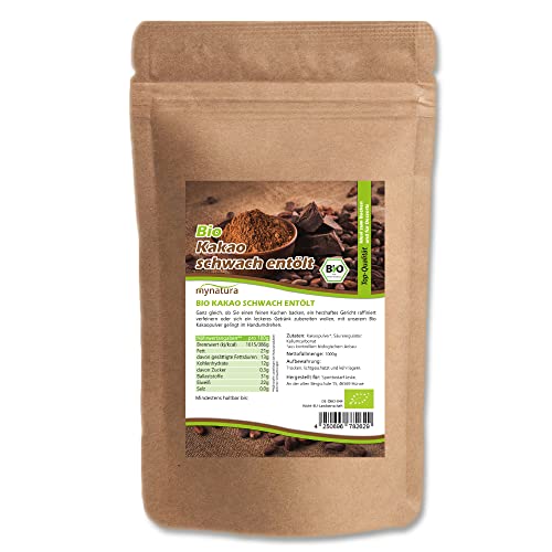 Mynatura Bio Kakao, schwach entölt I Kakaopulver I Cacao I entölt I Backen I Getränk I Kochen I Rein pflanzliches Pulver I Vegan I Im Beutel (1x 1000g) von mynatura