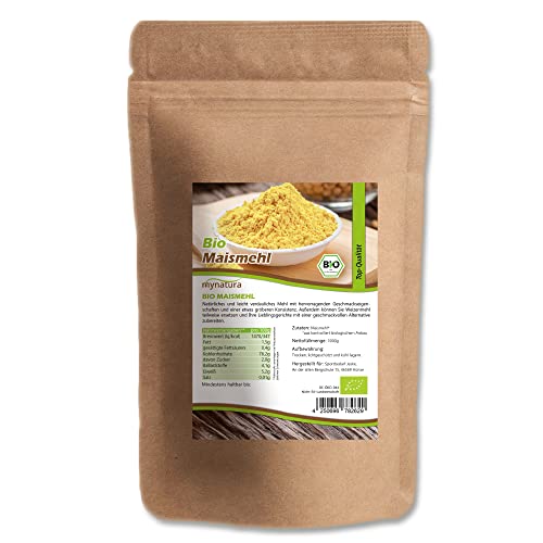 Mynatura Bio Maismehl I Mehl I Mais gemahlen I Zum Backen und Kochen I Glutenfrei I Für Brot Wraps Tortillas und mehr I Im Beutel (1x 1000g) von mynatura