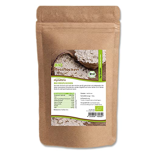 Mynatura Bio Reisflocken I Reis I Flocken I Pflanzlich I Naturprodukt I Müsli I Backen I Im Beutel (1000g) von mynatura