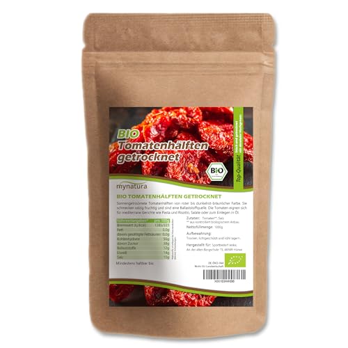 Mynatura Bio Tomatenhälften getrocknet I Tomaten halbiert I Sonnengetrocknet I Pflanzlich I Naturprodukt I Salat-Tomaten I Beutel (1000g) von mynatura