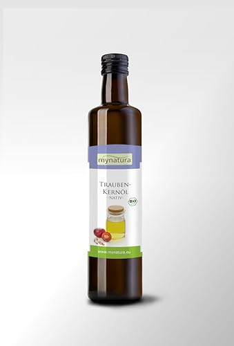 Mynatura Bio Traubenkernöl (2x 250ml) I Traubenkerne I Kaltgepresst I Essentielle Fettsäuren I Omega-3 I Speiseöl I Pflegeöl I Vegan I Rohkost I DE-ÖKO-044 (2 x 250ml) von mynatura