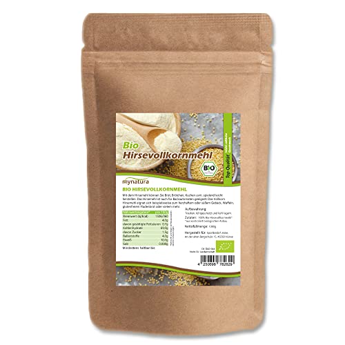 Mynatura Bio Vollkorn Hirsemehl I Hirse I Fein gemahlen I Aus dem Vollkorn I Mehl Alternative zum Backen I Im Beutel (1kg) von mynatura