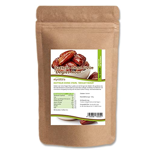 Mynatura Datteln ohne Stein I Deglet Nour I Getrocknete Früchte I Trockenfrüchte I Natürlich Süß I Snack I Vegan I Dattelsüße I Dates I Im Beutel (1kg) von mynatura