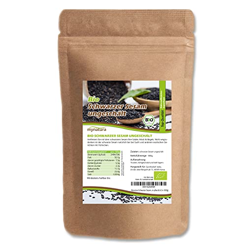 Mynatura Bio Schwarzer Sesam ungeschält Beutel I Nussiger Geschmack I Zum Kochen und Backen I Sushi I Asiatische Küche I Naturprodukt I Rein pflanzlich (1x 1000g) von mynatura