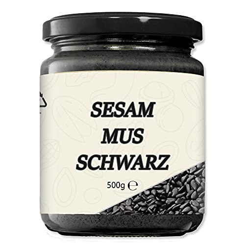 Mynatura Schwarzes Sesam-Mus I Aufstrich I Aus schwarzem Sesam I Black Sesam Seeds I Zum Kochen und Backen I Im Glas (1x 500g) von mynatura