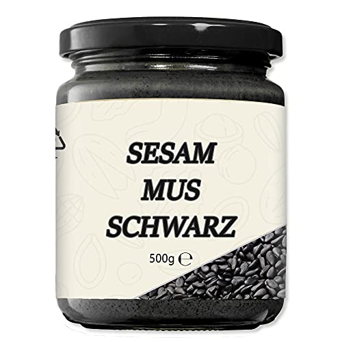 Mynatura Schwarzes Sesam-Mus I Aufstrich I Aus schwarzen Sesamkörnern I Black Sesam Seeds I Zum Kochen und Backen I Im Glas (1x 500g) von mynatura