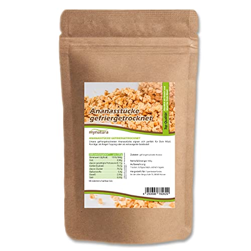 Mynatura gefriergetrocknete Ananasstücke I Ananas I Schonend verarbeitet I Trockenfrüchte I Obst I orientalischer Snack, Natur Pur ! (1 x 500g) von mynatura