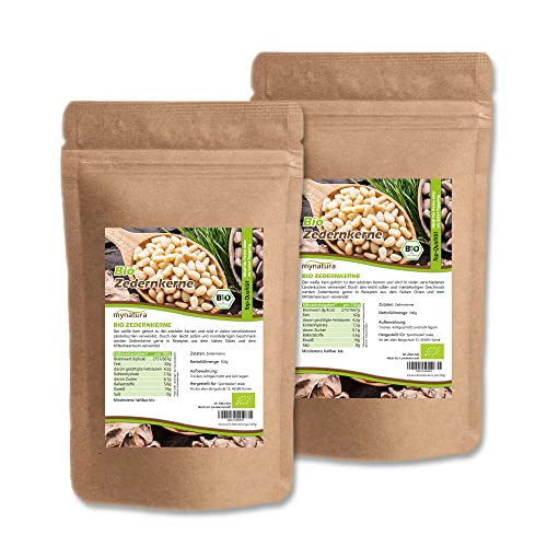 Mynatura Bio Zedernkerne, ganz I Pinien I Kerne I Snack I Nuss-Mix | sibirischer Wildsammlung | Pinienkerne - Pinus sibirica (2 x 500g) von mynatura