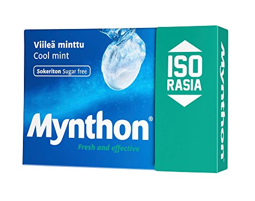 2 Boxen à 85 g Mynthon Viileä Minttu (Cool Minze) – frisch & effektiv – zuckerfrei – Pastillen – Dragees – Tropfen – Süßigkeiten von Mynthon
