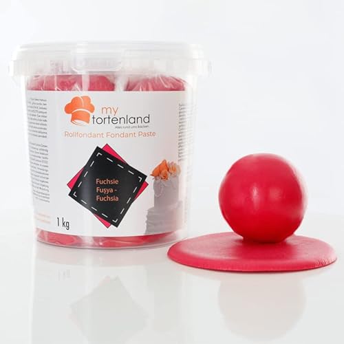 Zuckerteig | Rollfondant | Zuckermasse | Fondant 1-5kg | 26 Farben | Perfekt zum Modellieren von Figuren und Dekorationen | Halal & Koscher (Fuchsia 1 kg) von Mytortenland