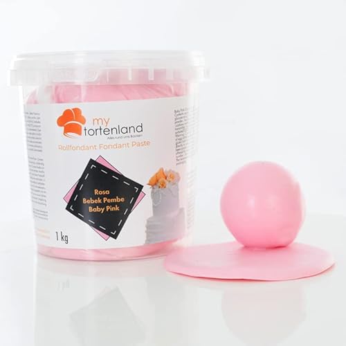 Zuckerteig | Rollfondant | Zuckermasse | Fondant 1-5kg | 26 Farben | Perfekt zum Modellieren von Figuren und Dekorationen | Halal & Koscher (Babyrosa 1 kg) von Mytortenland