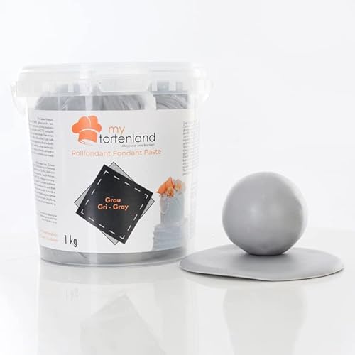 Zuckerteig | Rollfondant | Zuckermasse | Fondant 1-5kg | 26 Farben | Perfekt zum Modellieren von Figuren und Dekorationen | Halal & Koscher (Grau 1 kg) von Mytortenland