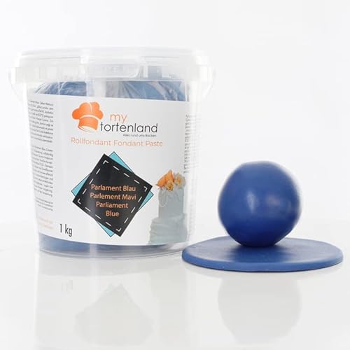 Zuckerteig | Rollfondant | Zuckermasse | Fondant 1-5kg | 26 Farben | Perfekt zum Modellieren von Figuren und Dekorationen | Halal & Koscher (Parlament Blau 1 kg) von Mytortenland