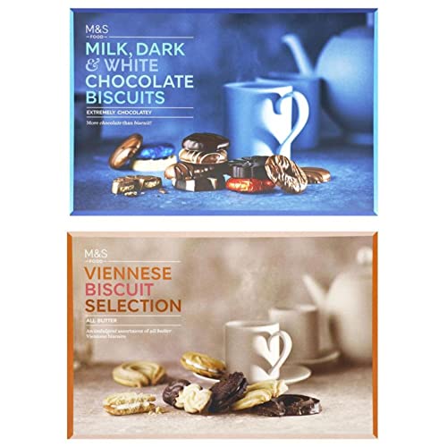 Marks and Spencers Extrem Chocolatey Milk Dark and White Chocolate Biscuits Sortiment 450g gebündelt mit Marks und Spencers Wiener All Butter Biscuit Selection 450g von "N/A"