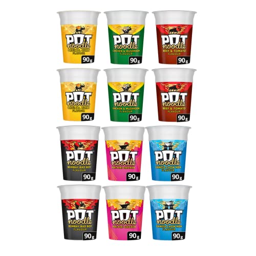 Pot Noodle Variety Pack – 6 Sorten 2 von jedem Geschmack – Huhn & Pilz, Original Curry, Rind & Tomate, Chinese Chow Mein, Bombay Bad Boy, Piri-Piri Chicken – Instant & Tasty On The Go Meals von "N/A"