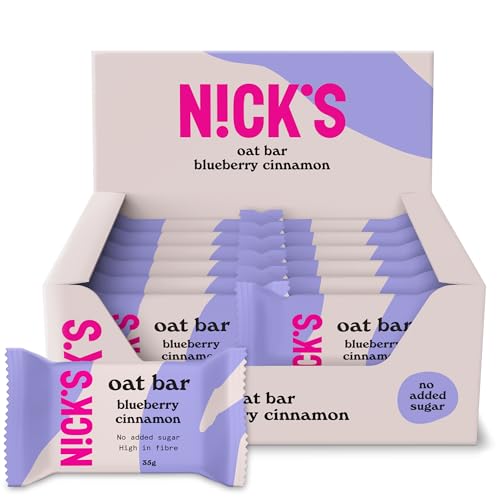 NICKS Haferriegel ohne Zuckerzusatz, Blaubeer-Zimt Flapjack Vegan Snack, Ballaststoffreicher Oat bars Palmölfrei (12 Riegel x 35g) von N!CK'S