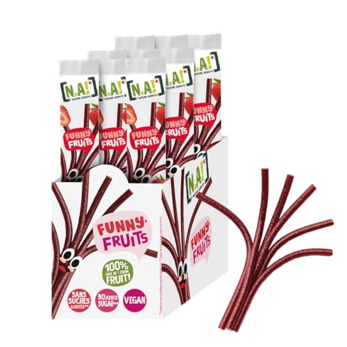 NA! - Funny Fruits Erdbeere/Apfel - Lustiger Fruchtstick zum Auseinanderziehen und Teilen - natürlicher Snack für Kinder - 100% Frucht, ohne Zuckerzusatz, vegan - für Sport, Schule - 15x16g NA! - Funny Fruits Erdbeere/Apfel - Lustiger Fruchtstick zum Auseinanderziehen und Teilen - natürlicher Snack für Kinder - 100% Frucht, ohne Zuckerzusatz, vegan - für Sport, Schule - 15x16g von NA!