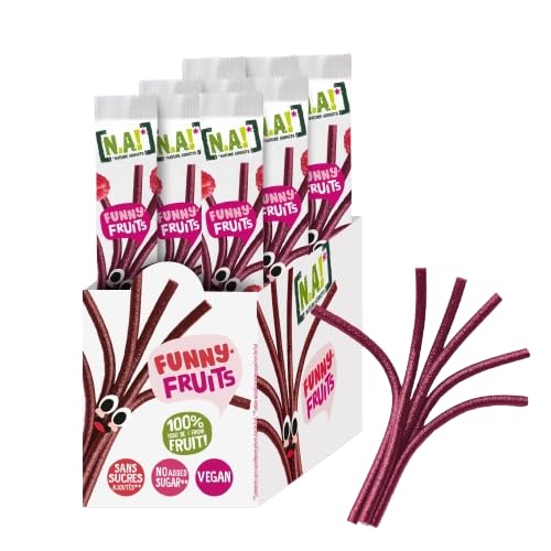 NA! - Funny Fruits Himbeere/Apfel - Lustiger Fruchtstick zum Auseinanderziehen und Teilen - natürlicher Snack für Kinder - 100% Frucht, ohne Zuckerzusatz, vegan - für Sport, Schule - 15x16g NA! - Funny Fruits Himbeere/Apfel - Lustiger Fruchtstick zum Auseinanderziehen und Teilen - natürlicher Snack für Kinder - 100% Frucht, ohne Zuckerzusatz, vegan - für Sport, Schule - 15x16g von NA!