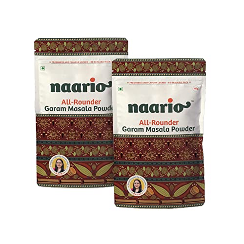 NAARIO Bio Garam Masala Pulver|100 % natürliche Zutaten, perfekte Mischung aus 12 Gewürzen|Köstlich & geschmackvoll|Natürlich verarbeitet & ohne Konservierungsstoffe|200 g(Packung mit 2*100 g) von NAARIO
