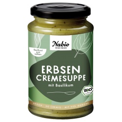 Erbsen-Cremesuppe mit Basilikum Erbsen-Cremesuppe mit Basilikum von NABA Feinkost
