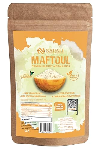 NABALI FAIRKOST FÜR ALLE Maftoul I Qualitätsware aus Palästina je I naturell aromatisch traditionell orientalisch I Reisersatz ohne Zusätze I vegan (250 gram) von NABALI FAIRKOST FÜR ALLE