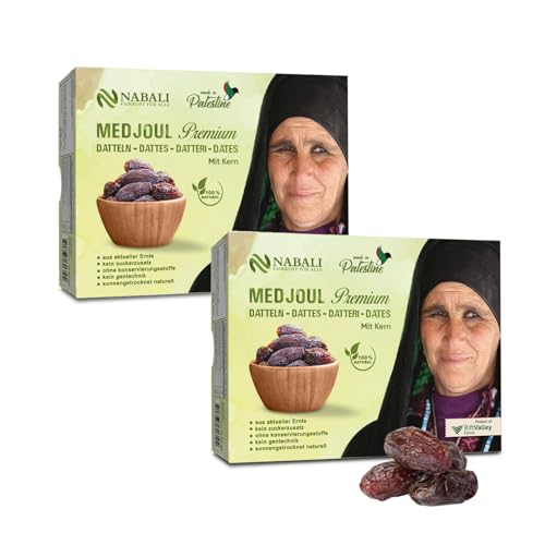 NABALI FAIRKOST FÜR ALLE Medjool Medjoul Datteln aus Palästina 2 x 1 kg - 100% naturell vegan aromatisch traditionell frisch & orientalisch I ohne Konservierungsstoffe I Premium von NABALI FAIRKOST FÜR ALLE