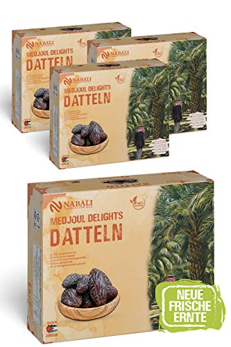 NABALI FAIRKOST Medjool - Medjoul Datteln Delight Qualität I 100% natürlich aromatisch frisch & vegan I Medjool Datteln ohne Konservierungsstoffe honigsüß & karamellig (4 kg (4er Pack)) von NABALI FAIRKOST FÜR ALLE