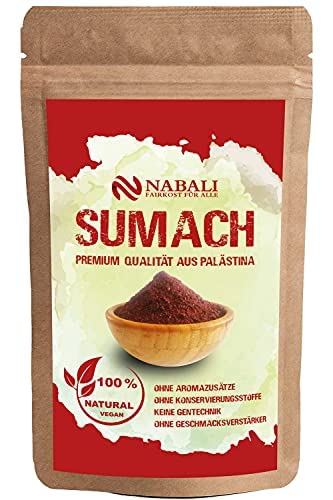 NABALI FAIRKOST FÜR ALLE Sumach Gewürze – Essigbaum Gewürzpulver – Getrocknete und gemahlene Sumak-Gewürzmischung nach Ottolenghi (100 g) von NABALI FAIRKOST FÜR ALLE