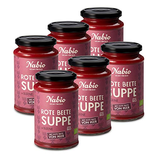 Nabio Cremesuppe Rote Beete Birne Kokos - vegan, 6er Pack (6 x 375 ml) von NABIO