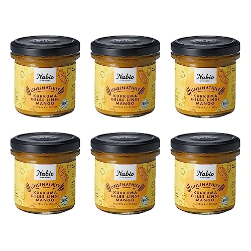 Nabio Protein-Aufstrich Gelbe Linse Kurkuma, 6er Pack (6 x 140 g) von NABIO