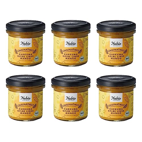 NABIO | Protein-Aufstrich Linsenathlet Kurkuma Gelbe Linse Mango I auf Basis von Linsen I angenehm cremig I (6 x 140g) von NABIO