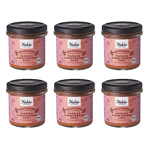 NABIO | Protein-Aufstrich Karatekidney Paprika Kidneybohne Chili I auf Basis von Bohnen I angenehm cremig I (6 x 140g) von NABIO