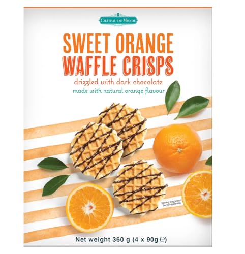 ChateuDu Monde Sweet Orange Waffle Crisps, 4 x 90g - Dunkle Schokolade - Natürliches Orangen-Flavou - Idealer Snack | NAEM ChateuDu Monde Sweet Orange Waffle Crisps, 4 x 90g - Dunkle Schokolade - Natürliches Orangen-Flavou - Idealer Snack | NAEM von NAEM