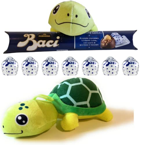 Baci Perugina Plüschgeschenk zum Muttertag 2024 – Hängende Schildkröte aus Plüsch 20 cm + Baci Perugina Tube 87,5 g – Geschenkbox von NARAMAKI